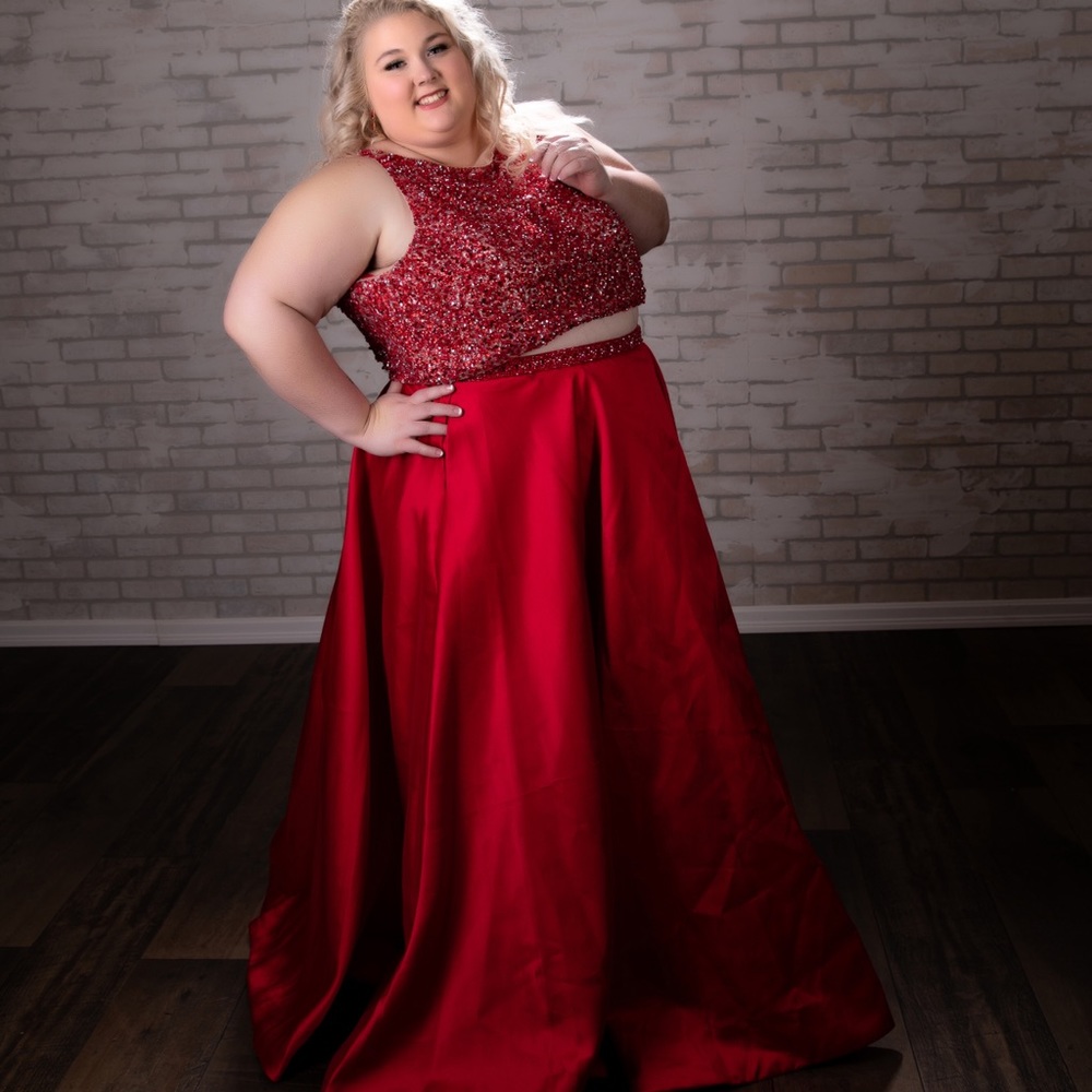 Red Mori Lee Two Piece Gown